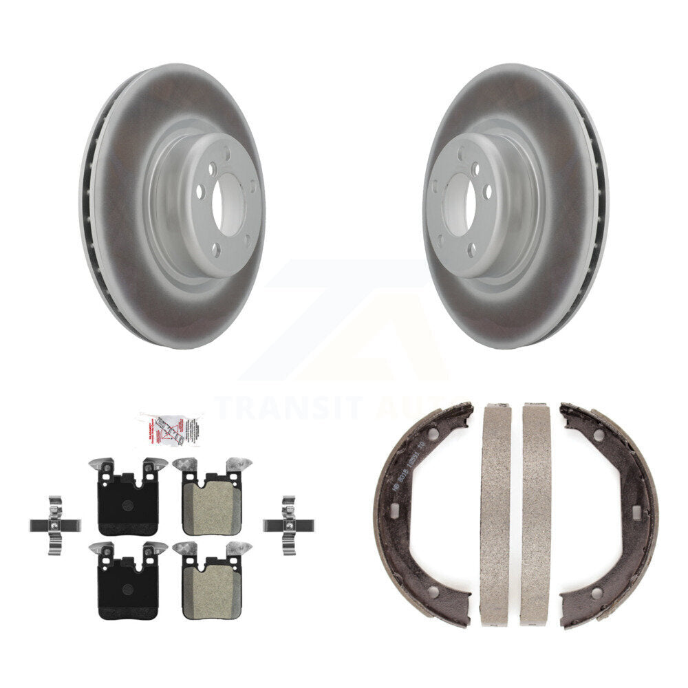 Rear Disc Coated Rotors Semi-Metallic Pads And Parking Shoes Kit For BMW 328i 320i xDrive KGA-106784