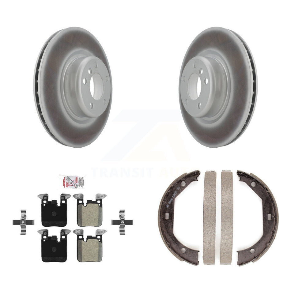 Rear Disc Coated Rotors Semi-Metallic Pads And Parking Shoes Kit For BMW 328i 320i xDrive KGA-106784