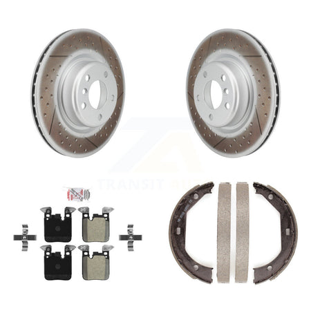 Rear Disc Coated Rotors Semi-Metallic Pads And Parking Shoes Kit For BMW 328i 320i xDrive KGA-106785