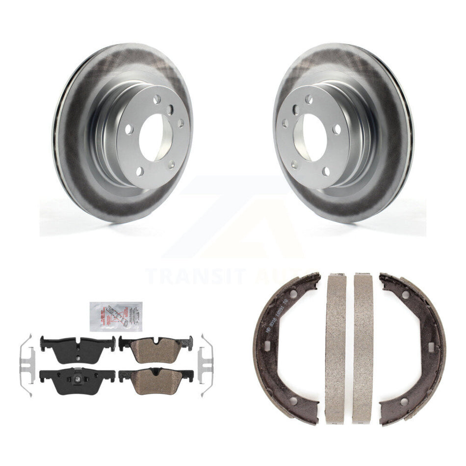 Rear Disc Coated Rotors Semi-Metallic Pads And Parking Brake Shoes Kit For BMW 328i KGA-106790