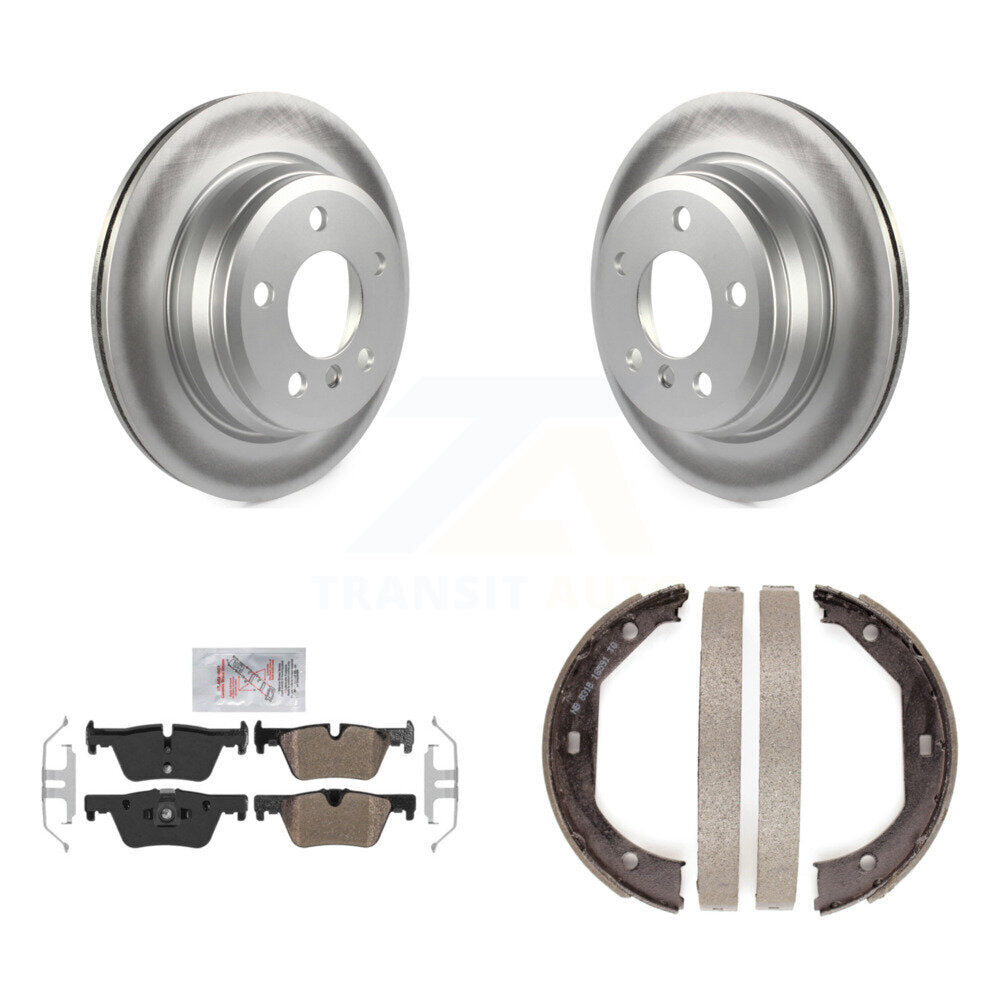Rear Disc Coated Rotors Semi-Metallic Pads Parking Shoes Kit For BMW 328i xDrive 330i GT KGA-106794