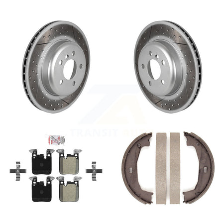 Rear Disc Coated Rotors Semi-Metallic Pads And Parking Shoes Kit For BMW 428i xDrive 328i KGA-106796