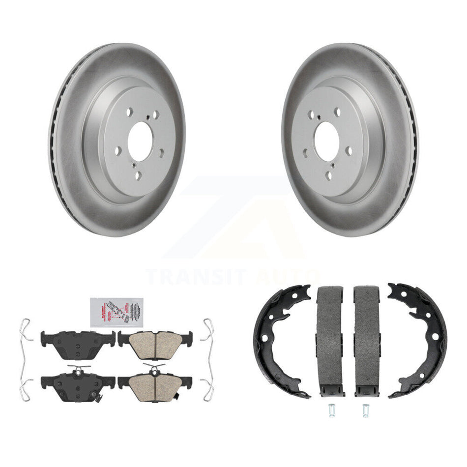 Rear Disc Coated Rotors Ceramic Pads And Parking Brake Shoes Kit For Subaru Crosstrek KGA-106805