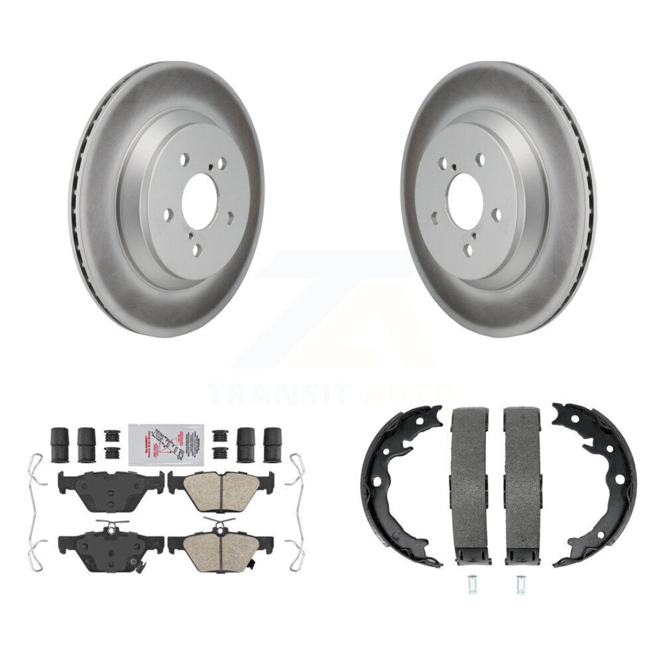 Rear Disc Coated Rotors Ceramic Pads And Parking Brake Shoes Kit For Subaru Crosstrek KGA-106806