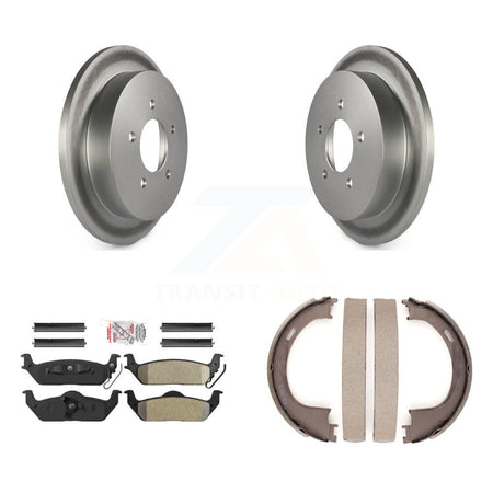 Rear Disc Coated Rotors Semi-Metallic Pads And Parking Brake Shoes Kit For Ford F-150 KGA-106807