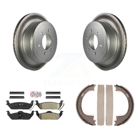 Rear Disc Coated Rotors Semi-Metallic Pads Parking Shoes Kit For Ford F-150 Lincoln Mark KGA-106808