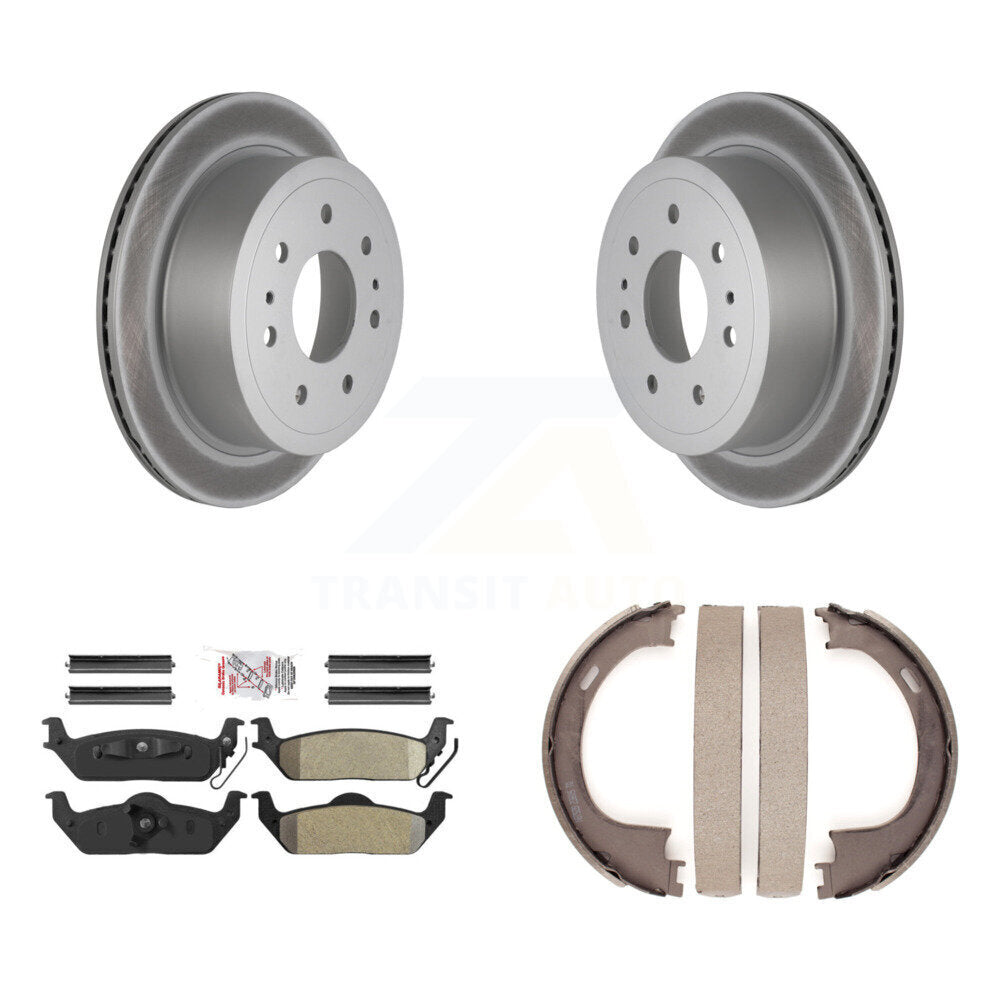 Rear Disc Coated Rotors Semi-Metallic Pads Parking Shoes Kit For Ford F-150 Lincoln Mark KGA-106809