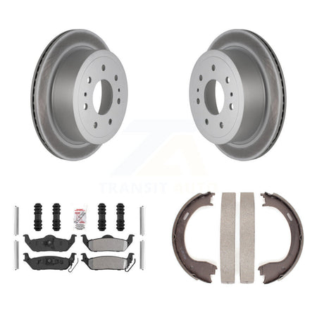 Rear Disc Coated Rotors Semi-Metallic Pads And Parking Brake Shoes Kit For Ford F-150 KGA-106816