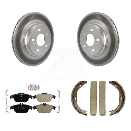 Rear Disc Coated Rotors Semi-Metallic Pads Parking Shoes Kit For Mercedes-Benz C300 C350 KGA-106819