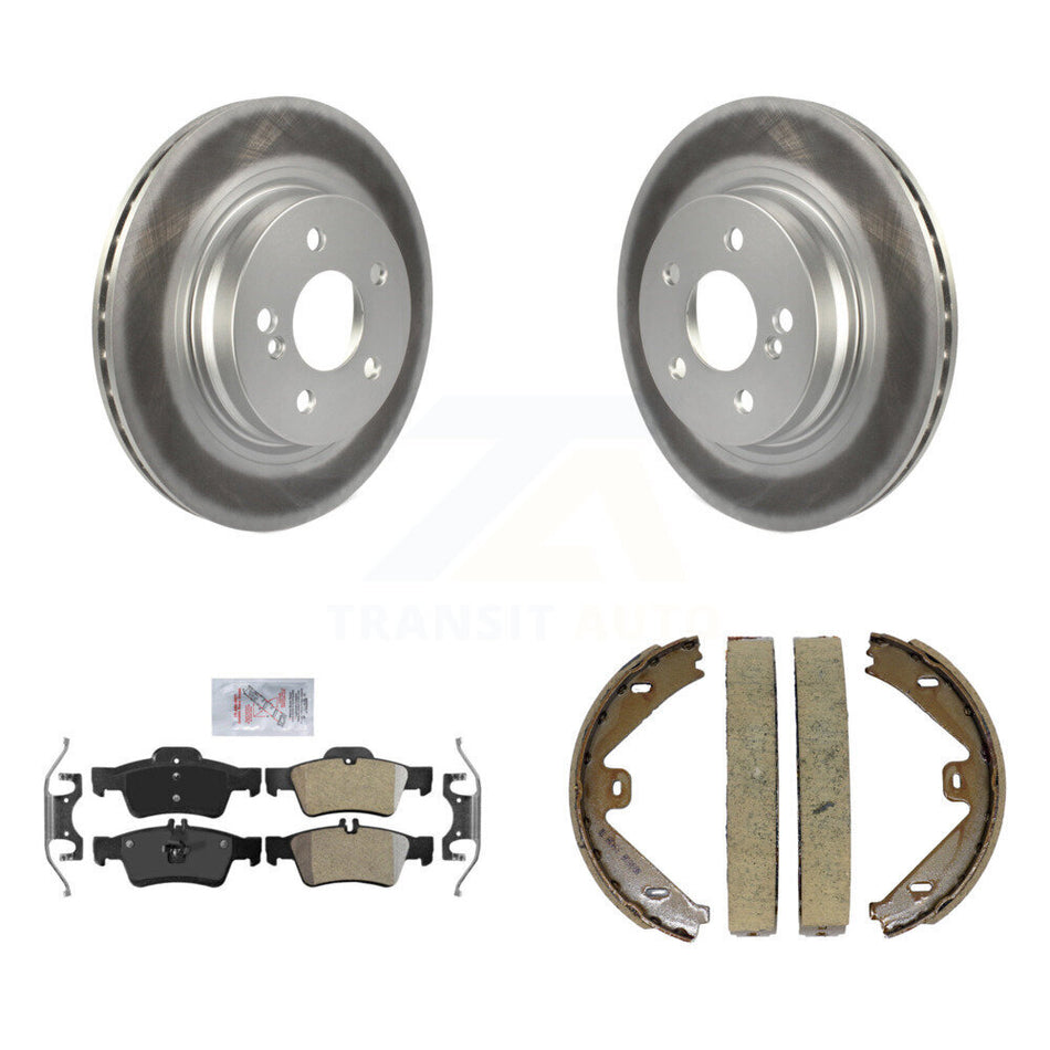 Rear Disc Coated Rotors Semi-Metallic Pads Parking Brake Shoes Kit For Mercedes-Benz E550 KGA-106820