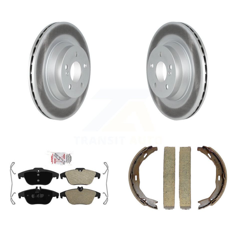 Rear Disc Coated Rotors Semi-Metallic Pads Parking Brake Shoes Kit For Mercedes-Benz E550 KGA-106821