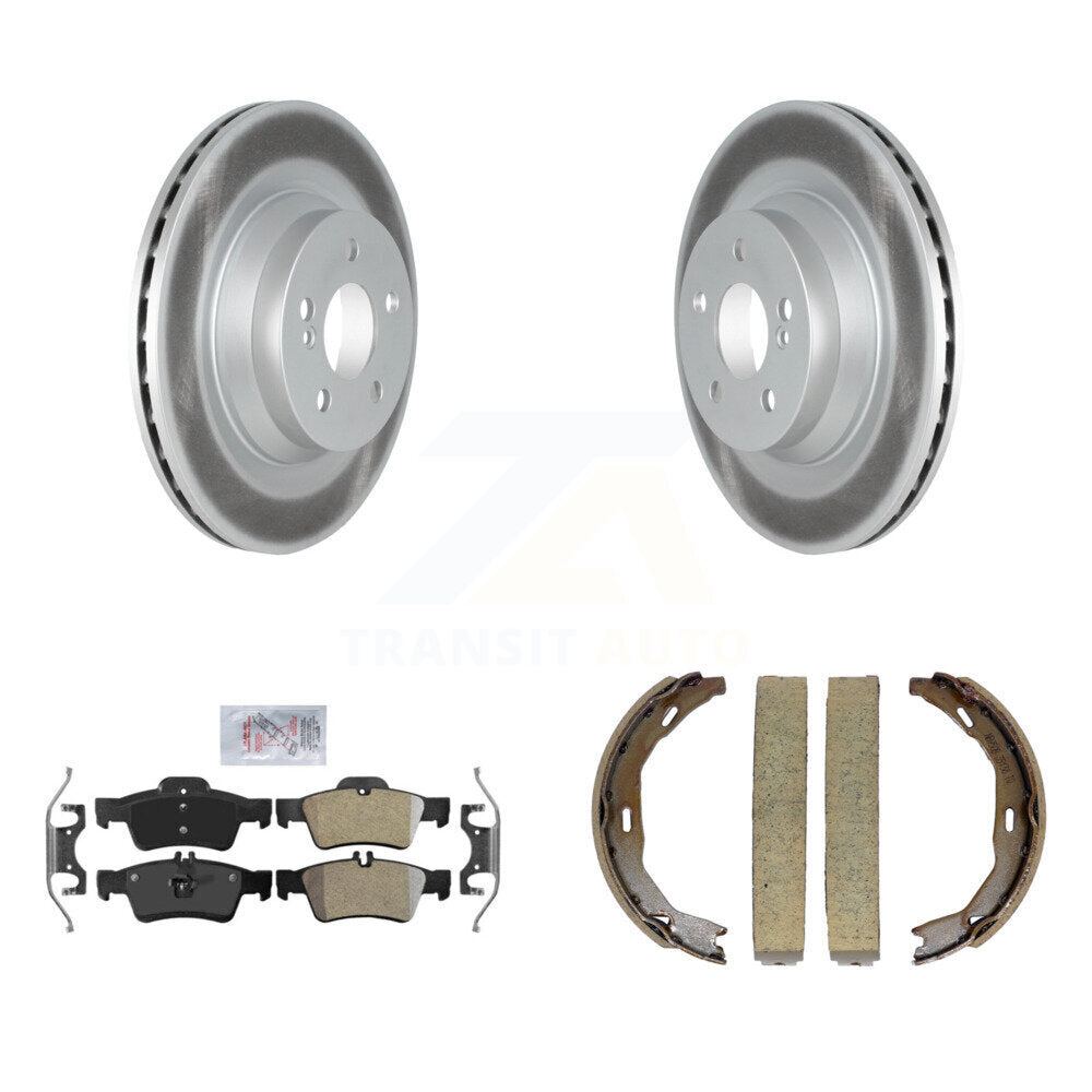Rear Disc Coated Rotors Semi-Metallic Pads Parking Brake Shoes Kit For Mercedes-Benz E550 KGA-106824