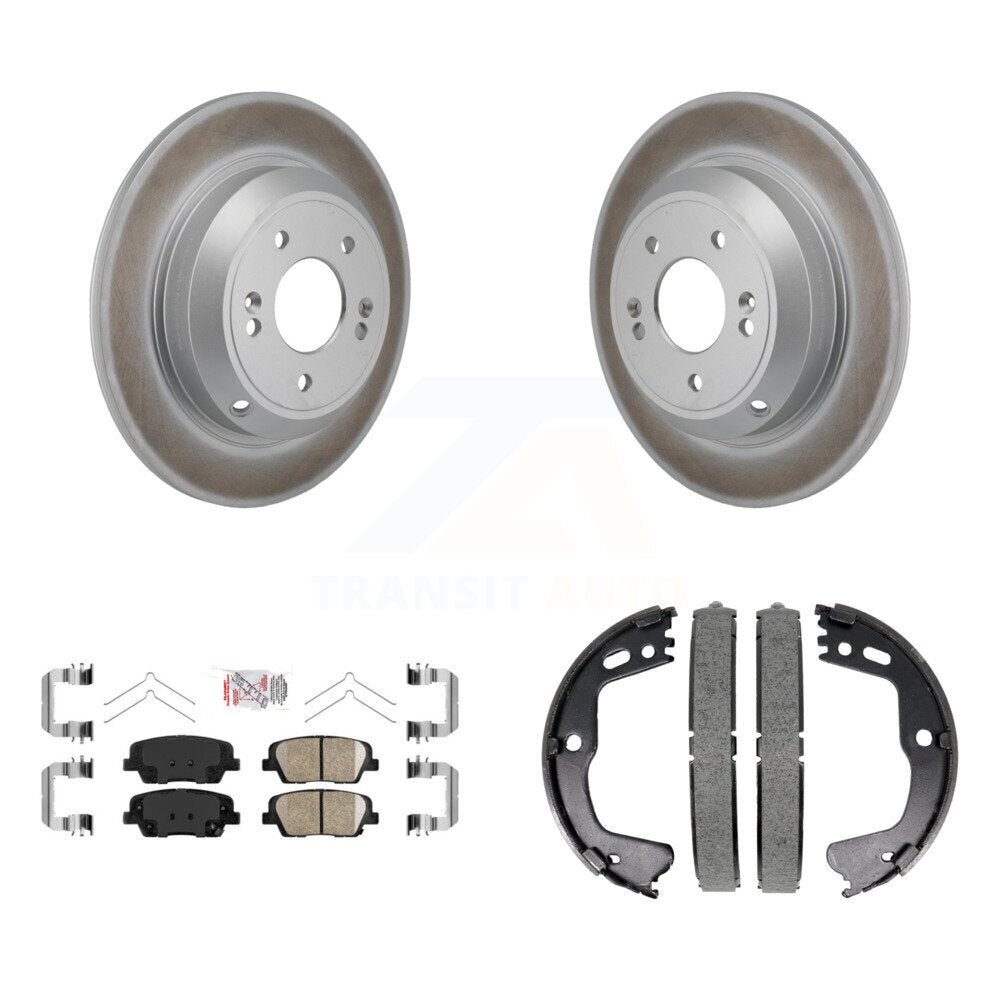 Rear Disc Coated Rotors Ceramic Pads Parking Brake Shoes Kit For Kia Stinger Genesis G70 KGA-106833