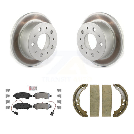 Rear Disc Coated Rotors Semi-Metallic Pads Parking Shoes Kit For Ram ProMaster 2500 3500 KGA-106837