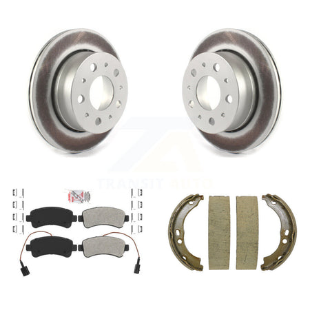 Rear Disc Coated Rotors Semi-Metallic Pads Parking Shoes Kit For Ram ProMaster 2500 3500 KGA-106838