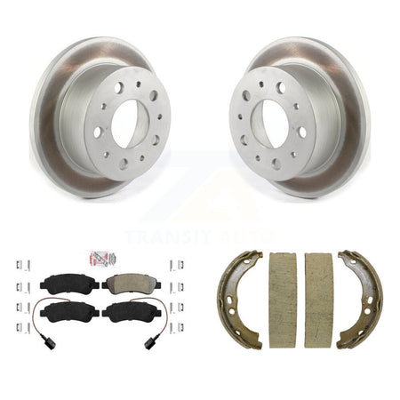 Rear Disc Coated Rotors Semi-Metallic Pads Parking Shoes Kit For Ram ProMaster 2500 3500 KGA-106839