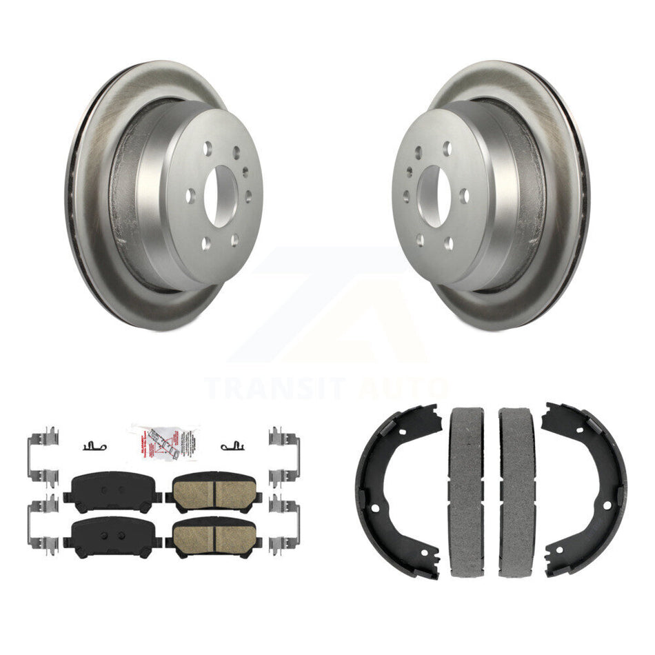 Rear Disc Coated Rotors Ceramic Pads Parking Shoes Kit For Chevrolet Colorado GMC Canyon KGA-106855