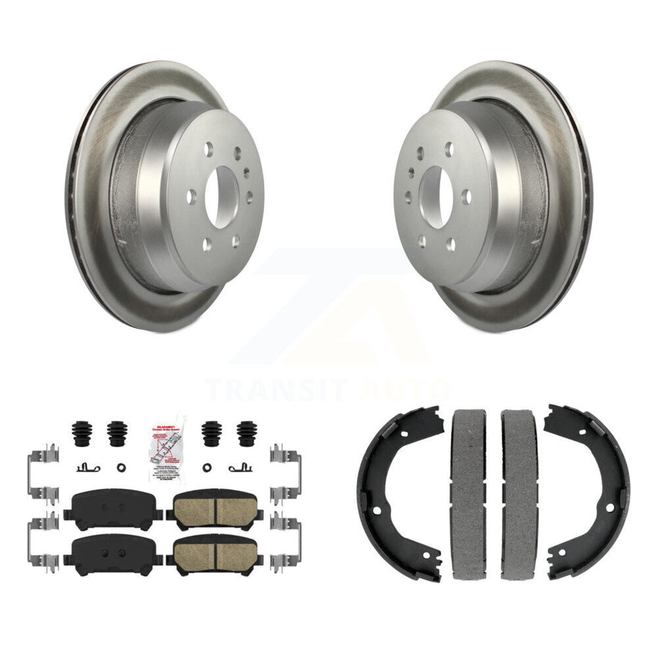 Rear Disc Coated Rotors Ceramic Pads Parking Shoes Kit For Chevrolet Colorado GMC Canyon KGA-106856