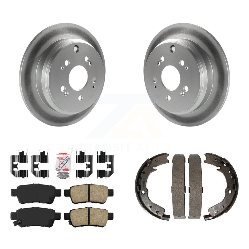Rear Disc Coated Rotors Ceramic Pads Parking Brake Shoes Kit For 2005-2010 Honda Odyssey KGA-106858
