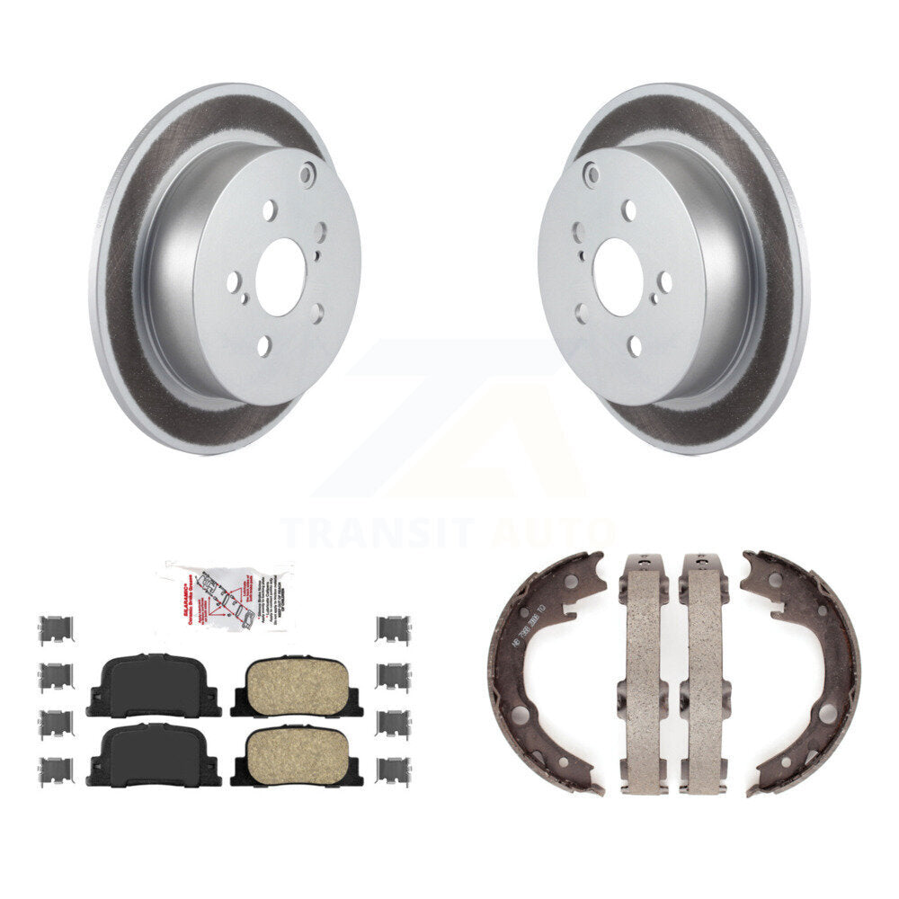 Rear Disc Coated Rotors Ceramic Pads And Parking Brake Shoes Kit For 2005-2010 Scion tC KGA-106859