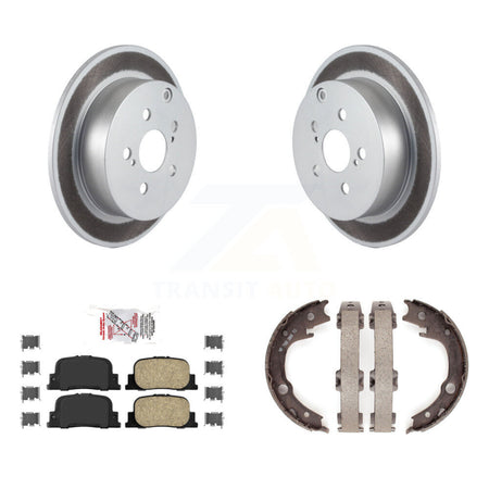 Rear Disc Coated Rotors Ceramic Pads And Parking Brake Shoes Kit For 2005-2010 Scion tC KGA-106859