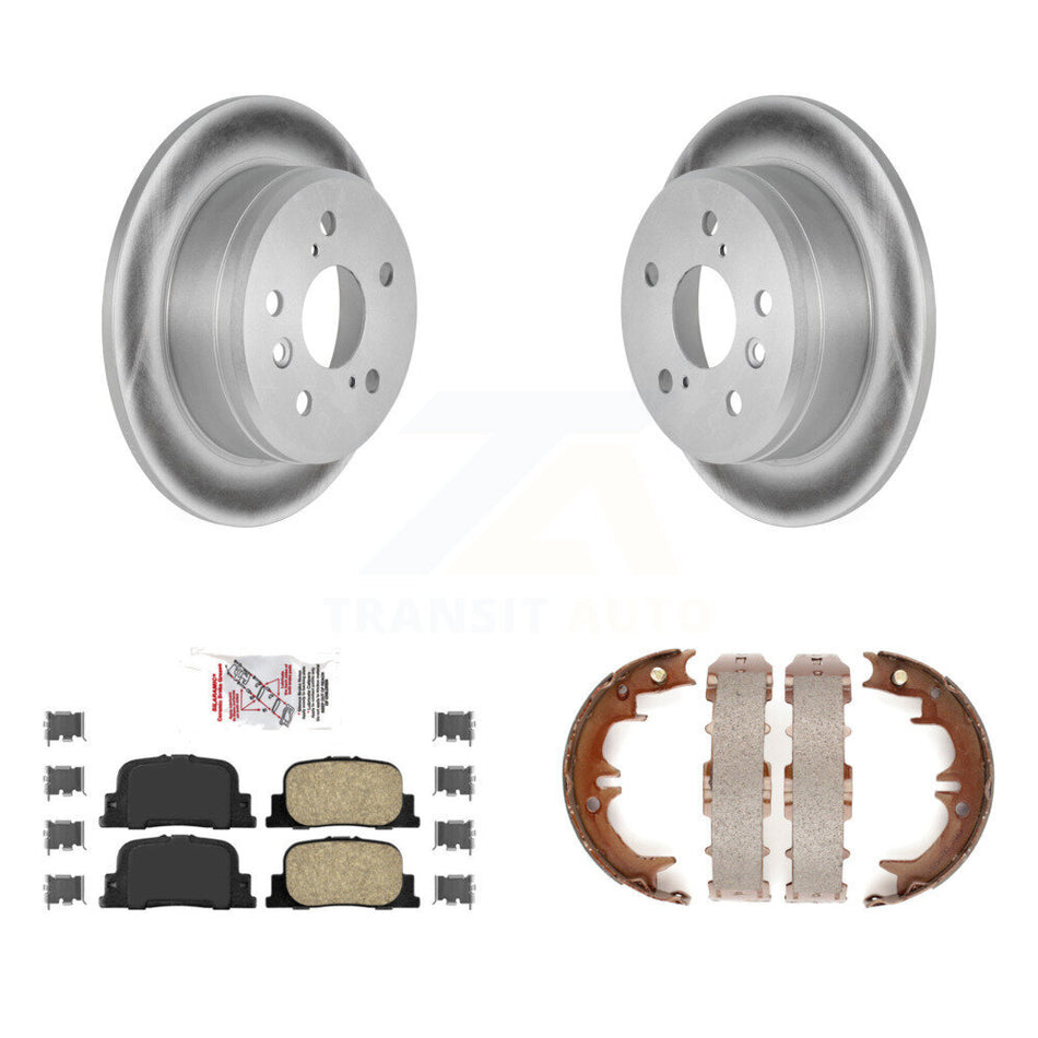 Rear Disc Coated Rotors Ceramic Pads Parking Brake Shoes Kit For Toyota Camry Lexus ES300 KGA-106860