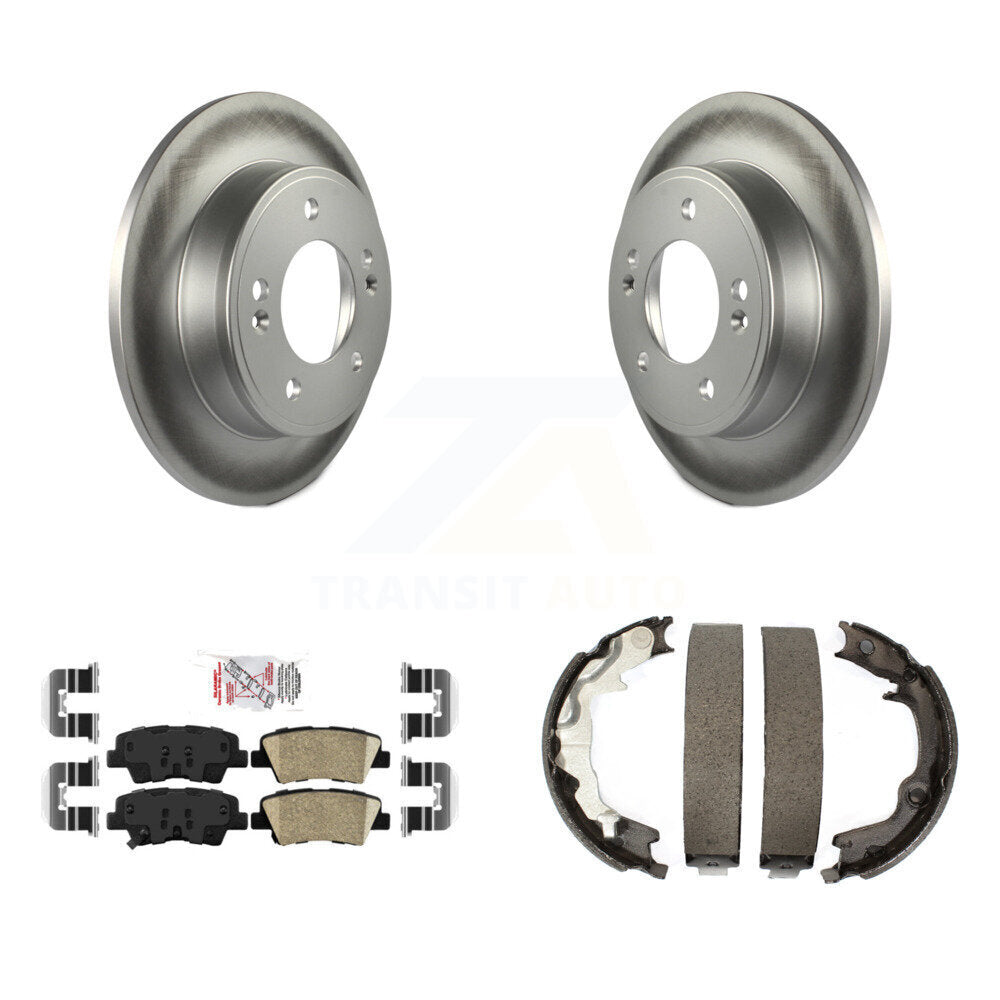 Rear Disc Coated Rotors Ceramic Pads And Parking Brake Shoes Kit For 2014 Kia Forte Koup KGA-106863