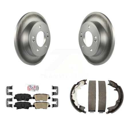 Rear Disc Coated Rotors Ceramic Pads And Parking Brake Shoes Kit For 2014 Kia Forte Koup KGA-106863