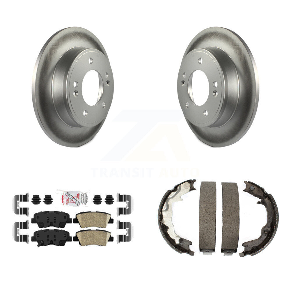 Rear Disc Coated Rotors Ceramic Pads And Parking Brake Shoes Kit For 2014 Kia Forte Koup KGA-106864