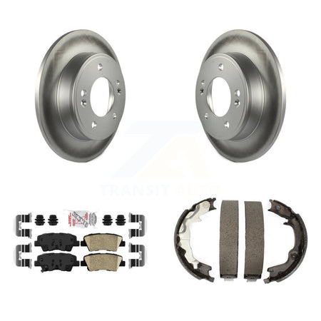 Rear Disc Coated Rotors Ceramic Pads And Parking Brake Shoes Kit For 2014 Kia Forte Koup KGA-106864