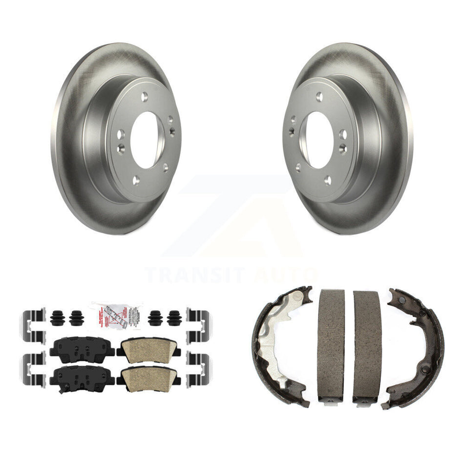 Rear Disc Coated Rotors Ceramic Pads And Parking Brake Shoes Kit For 2014 Kia Forte Koup KGA-106864
