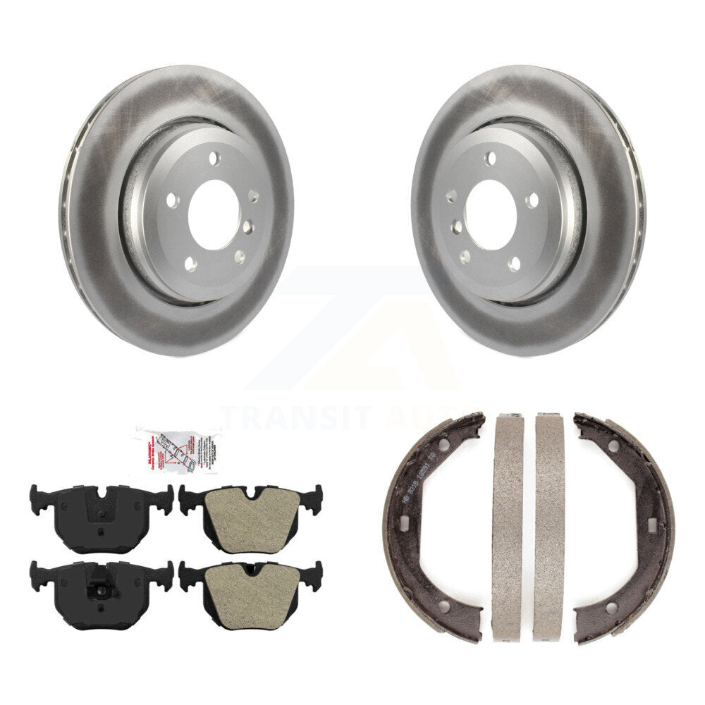 Rear Disc Coated Rotors Semi-Metallic Pads And Parking Shoes Kit For BMW 330Ci 330i 330xi KGA-106865