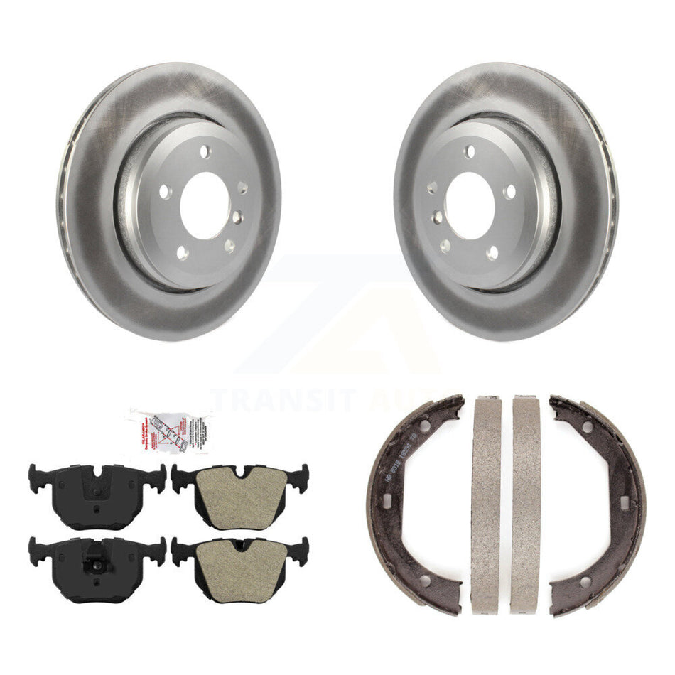 Rear Disc Coated Rotors Semi-Metallic Pads And Parking Shoes Kit For BMW 330Ci 330i 330xi KGA-106865
