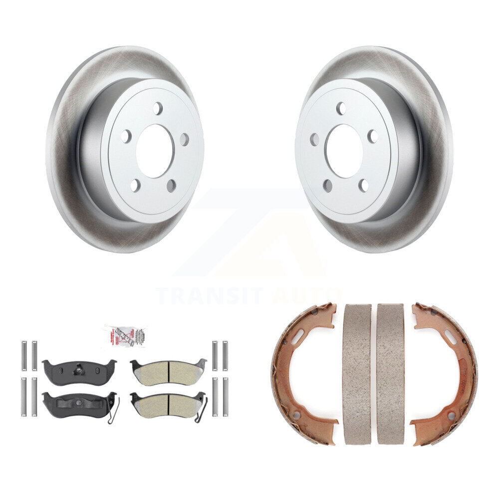 Rear Disc Coated Rotors Semi-Metallic Pads Parking Shoes Kit For Jeep Liberty Wrangler TJ KGA-106869
