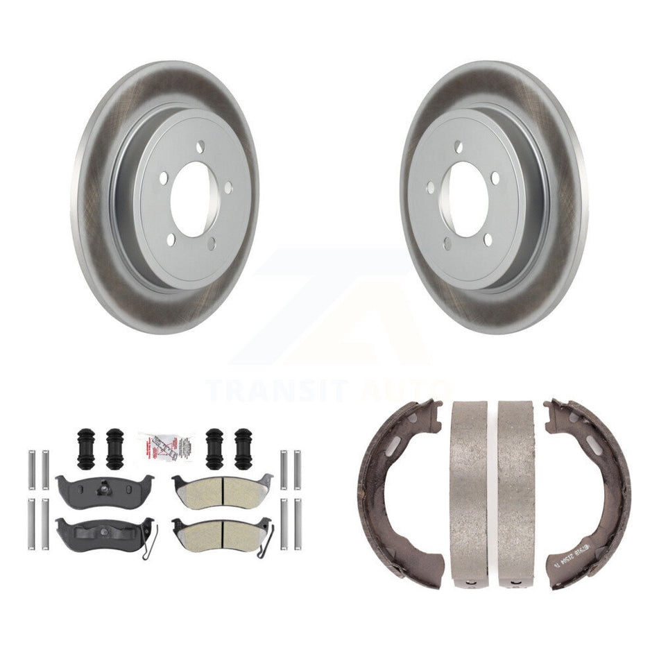 Rear Disc Coated Rotors Semi-Metallic Pads Parking Shoes Kit For Ford Explorer Sport Trac KGA-106870