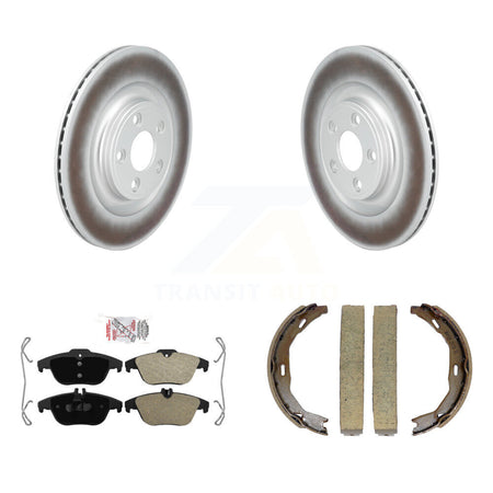 Rear Disc Coated Rotors Semi-Metallic Pads Parking Brake Shoes Kit For Mercedes-Benz E400 KGA-106877