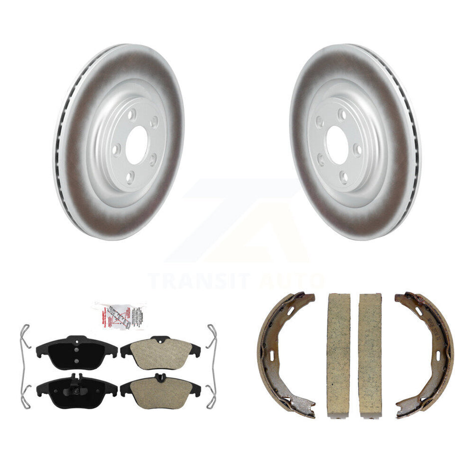 Rear Disc Coated Rotors Semi-Metallic Pads Parking Brake Shoes Kit For Mercedes-Benz E400 KGA-106877