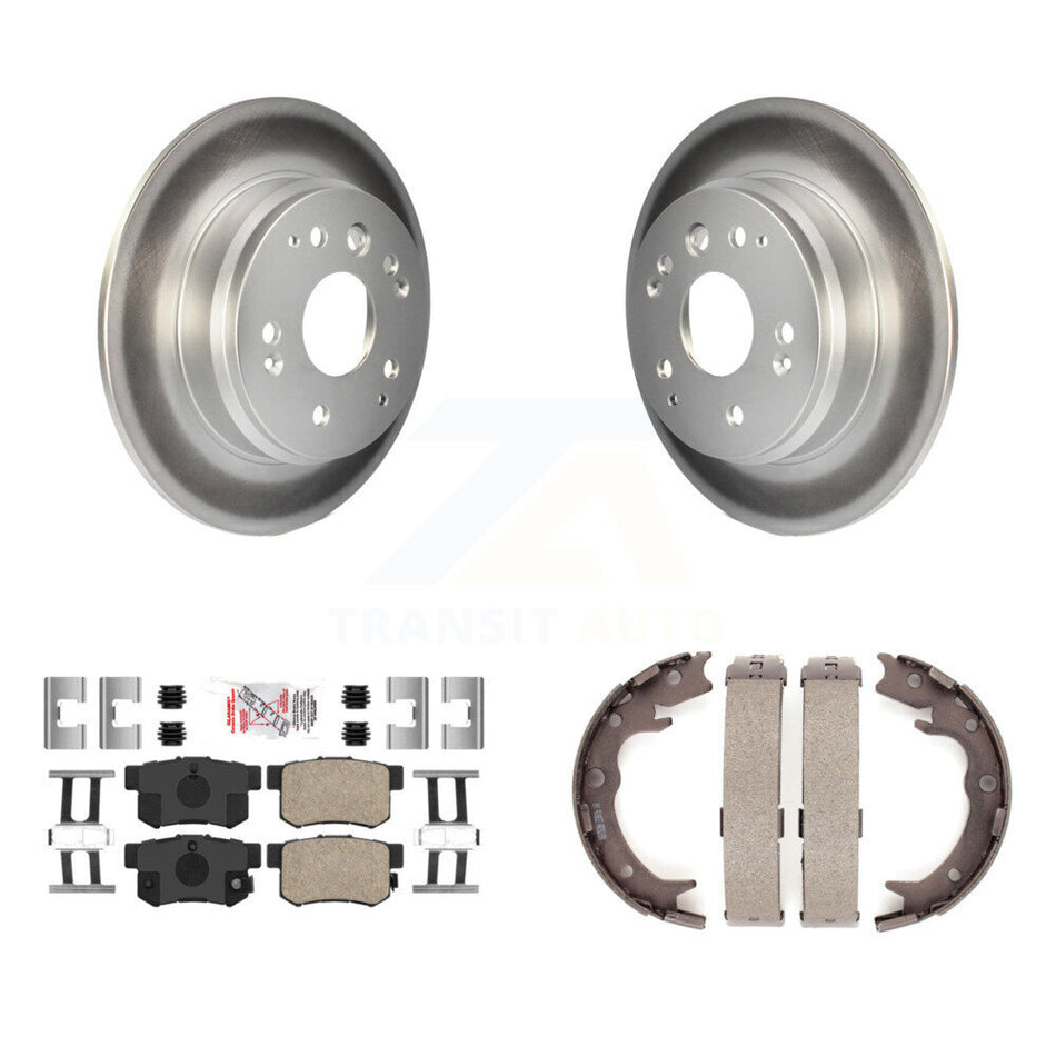 Rear Disc Coated Rotors Ceramic Pads & Parking Brake Shoes Kit For Acura TL Honda Element KGA-106878