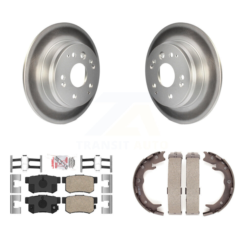 Rear Disc Coated Rotors Ceramic Pads & Parking Brake Shoes Kit For Acura TL Honda Element KGA-106879