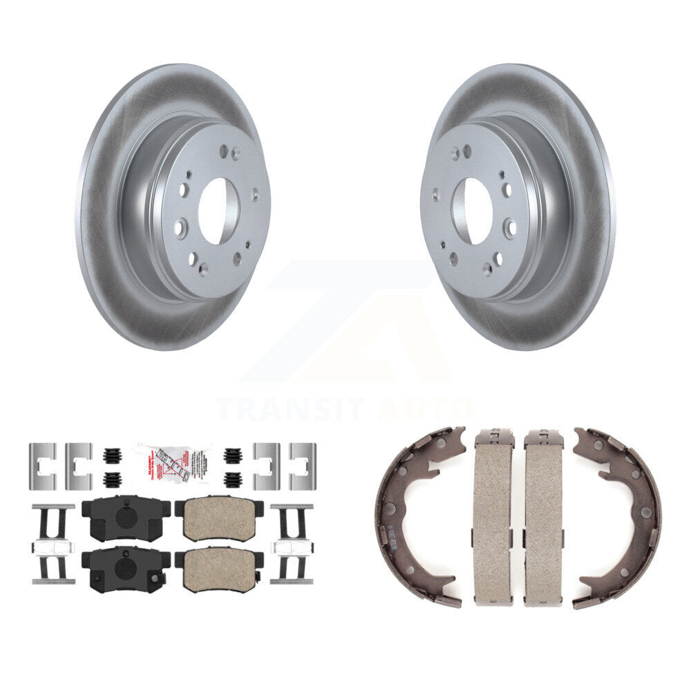 Rear Disc Coated Rotors Ceramic Pads And Parking Brake Shoes Kit For 2002-2004 Honda CR-V KGA-106880