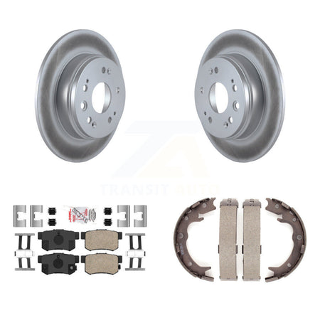Rear Disc Coated Rotors Ceramic Pads And Parking Brake Shoes Kit For 2002-2004 Honda CR-V KGA-106880