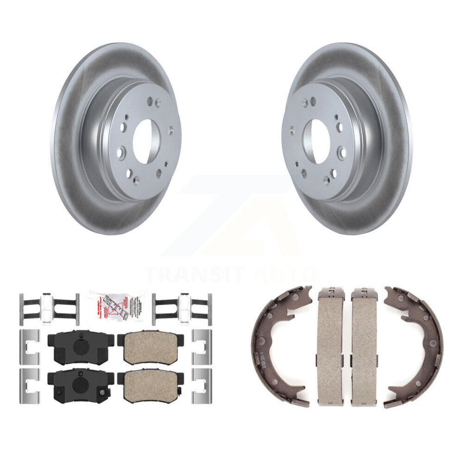Rear Disc Coated Rotors Ceramic Pads And Parking Brake Shoes Kit For 2002-2004 Honda CR-V KGA-106881