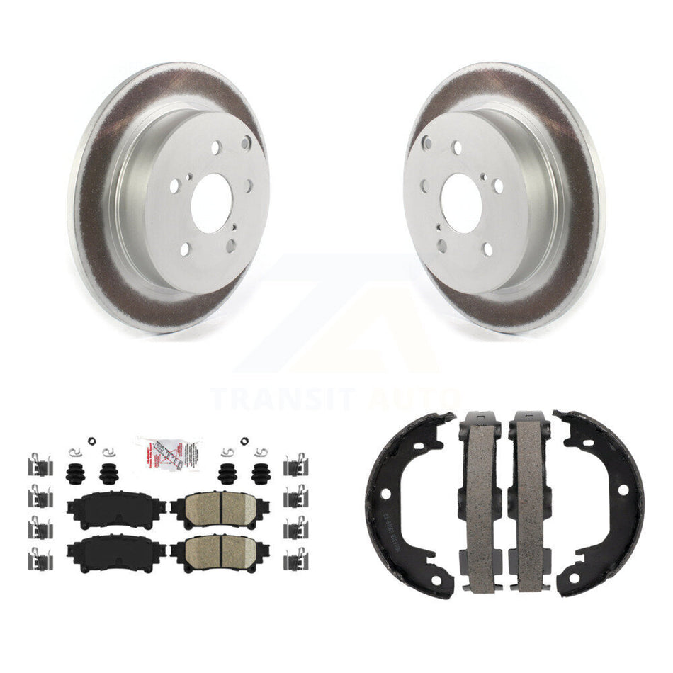 Rear Disc Coated Rotors Ceramic Pads And Parking Brake Shoes Kit For Toyota Prius V Mirai KGA-106882