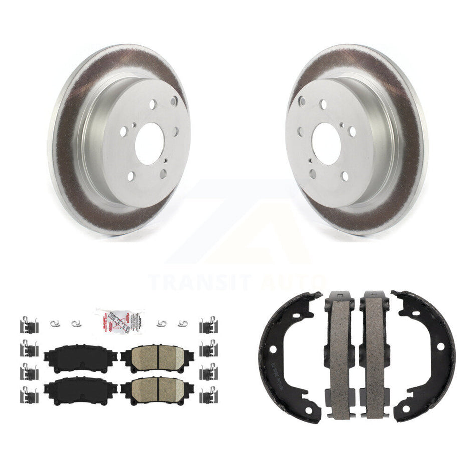Rear Disc Coated Rotors Ceramic Pads And Parking Brake Shoes Kit For Toyota Prius V Mirai KGA-106883