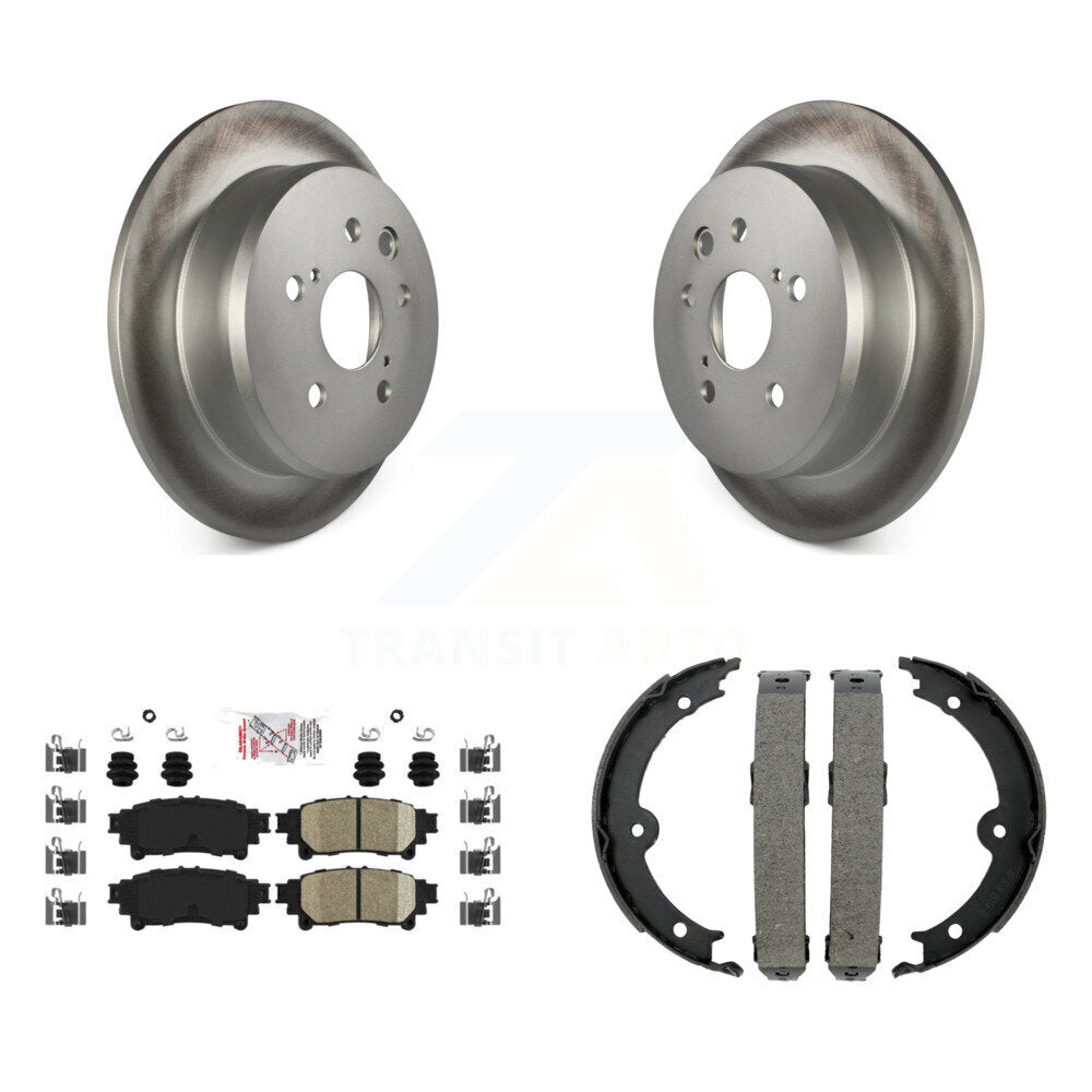 Rear Disc Coated Rotors Ceramic Pads And Parking Brake Shoes Kit For Lexus IS250 KGA-106884