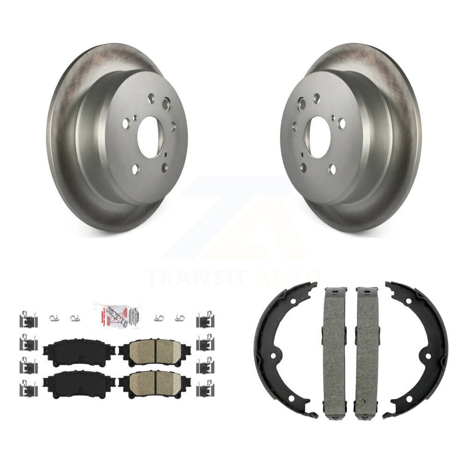 Rear Disc Coated Rotors Ceramic Pads And Parking Brake Shoes Kit For Lexus IS250 KGA-106886