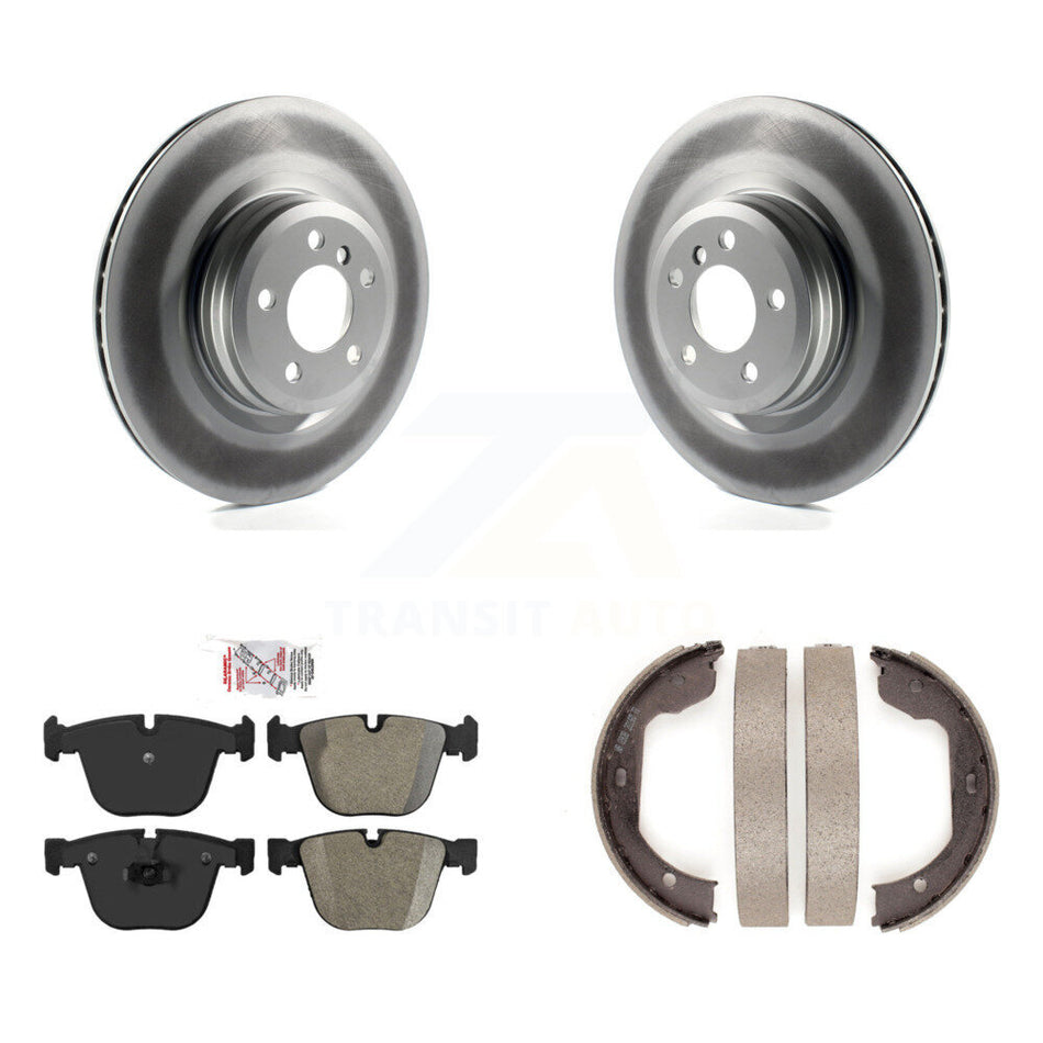 Rear Disc Coated Rotors Semi-Metallic Pads Parking Shoes Kit For BMW 750i xDrive 750Li GT KGA-106890