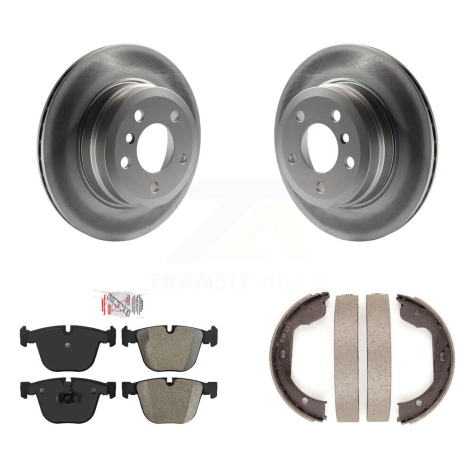 Rear Disc Coated Rotors Semi-Metallic Pads & Parking Shoes Kit For 2009 BMW X6 From 10 08 KGA-106891