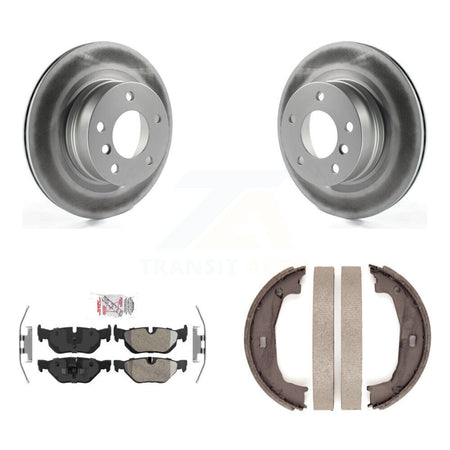 Rear Disc Coated Rotors Semi-Metallic Pads Parking Brake Shoes Kit For 2008-2013 BMW 128i KGA-106902