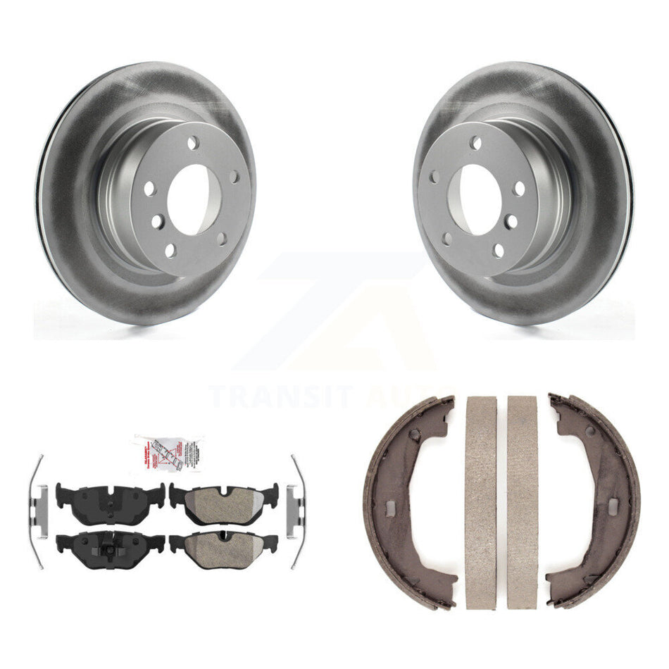 Rear Disc Coated Rotors Semi-Metallic Pads Parking Brake Shoes Kit For 2008-2013 BMW 128i KGA-106902